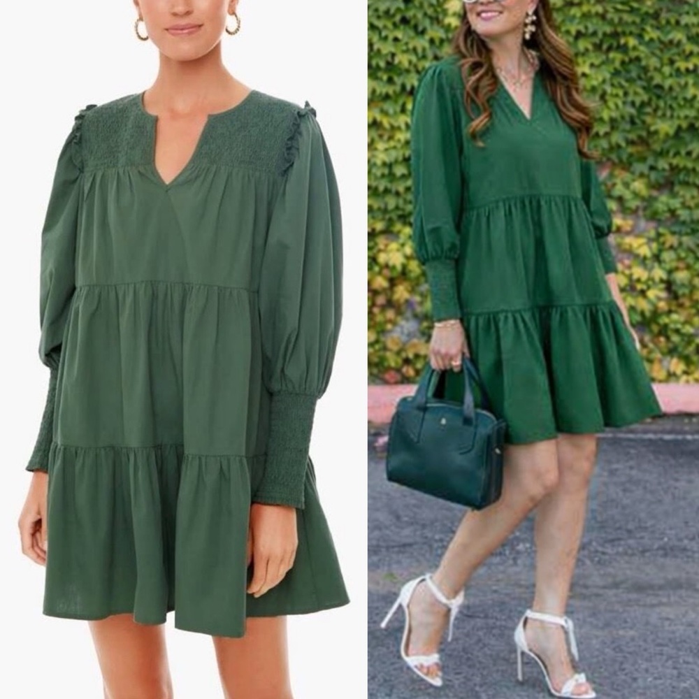 Tuckernuck Pomader Place Green Tiered Cotton Dress